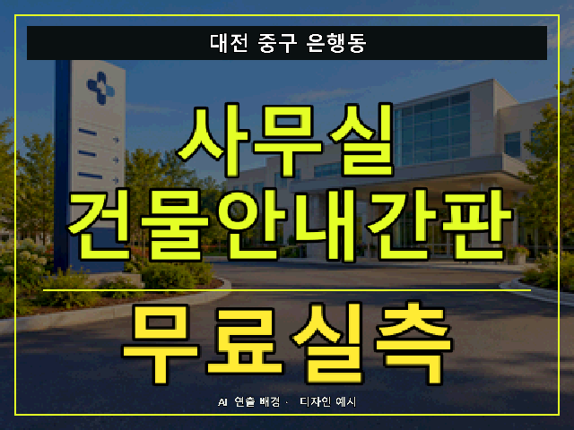 대전 중구 은행동 사무실 건물안내간판 무료실측 안내 썸네일 · AI 연출 배경