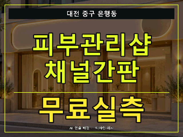 대전 중구 은행동 피부관리샵 채널간판 무료실측 안내 썸네일 · AI 연출 배경
