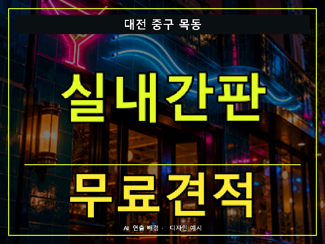 대전 중구 목동 실내간판 무료견적 안내 썸네일 · AI 연출 배경