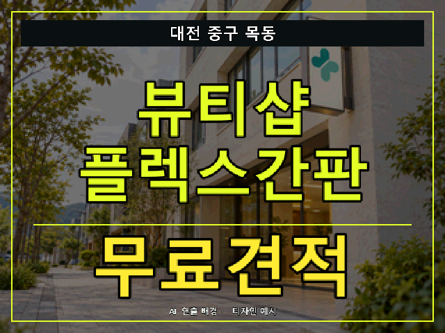 대전 중구 목동 뷰티샵 플렉스간판 무료견적 안내 썸네일 · AI 연출 배경