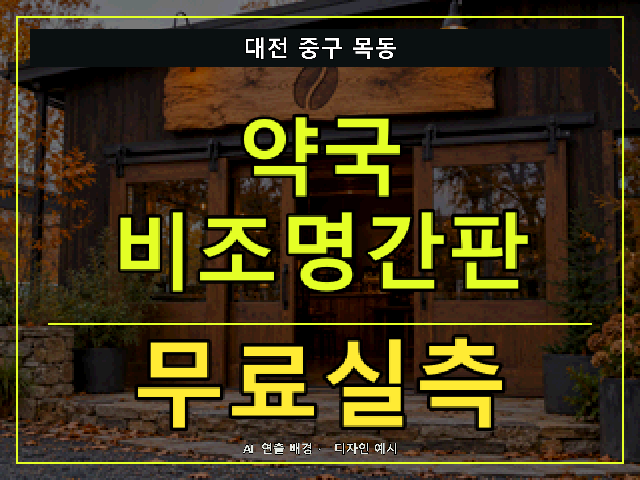 대전 중구 목동 약국 비조명간판 무료실측 안내 썸네일 · AI 연출 배경