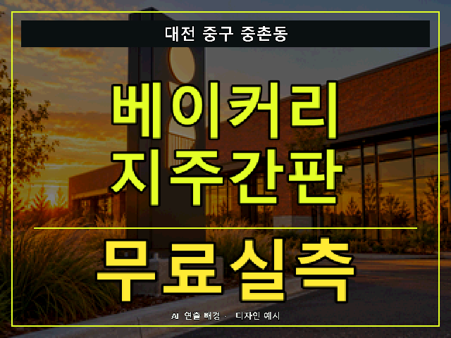 대전 중구 중촌동 베이커리 지주간판 무료실측 안내 썸네일 · AI 연출 배경