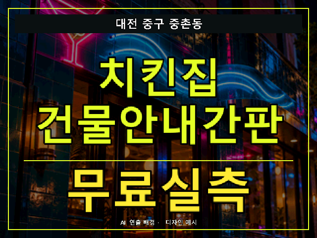 대전 중구 중촌동 치킨집 건물안내간판 무료실측 안내 썸네일 · AI 연출 배경