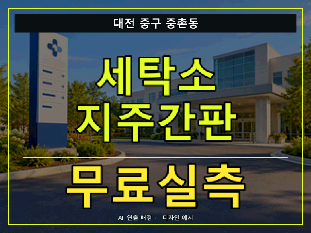 대전 중구 중촌동 세탁소 지주간판 무료실측 안내 썸네일 · AI 연출 배경