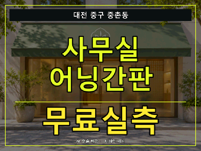 대전 중구 중촌동 사무실 어닝간판 무료실측 안내 썸네일 · AI 연출 배경
