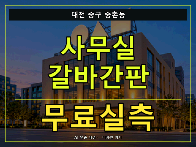 대전 중구 중촌동 사무실 갈바간판 무료실측 안내 썸네일 · AI 연출 배경