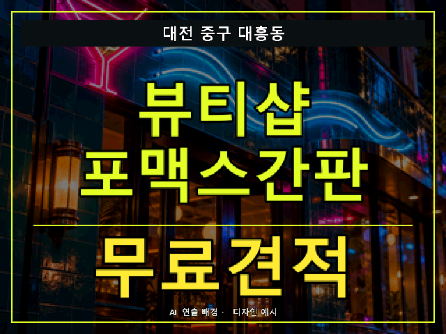 대전 중구 대흥동 뷰티샵 포맥스간판 무료견적 안내 썸네일 · AI 연출 배경