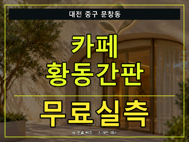 대전 중구 문창동 카페 황동간판 무료실측 안내 썸네일 · AI 연출 배경