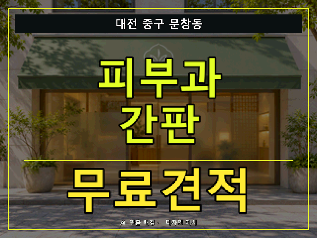 대전 중구 문창동 피부과 간판 무료견적 안내 썸네일 · AI 연출 배경