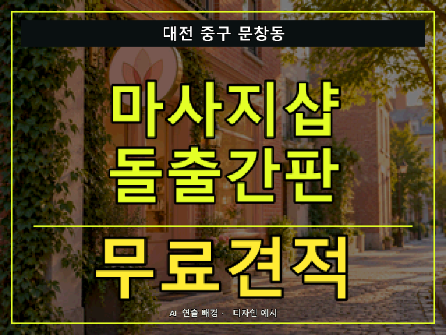 대전 중구 문창동 마사지샵 돌출간판 무료견적 안내 썸네일 · AI 연출 배경