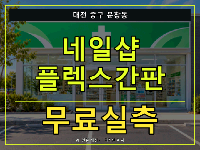 대전 중구 문창동 네일샵 플렉스간판 무료실측 안내 썸네일 · AI 연출 배경