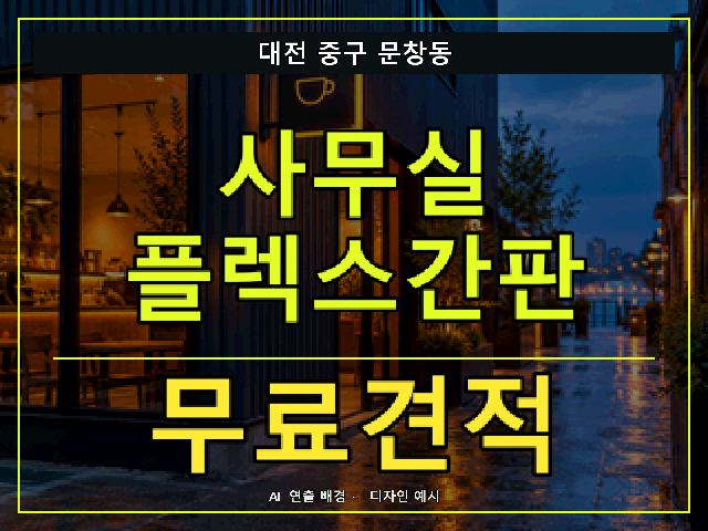 대전 중구 문창동 사무실 플렉스간판 무료견적 안내 썸네일 · AI 연출 배경