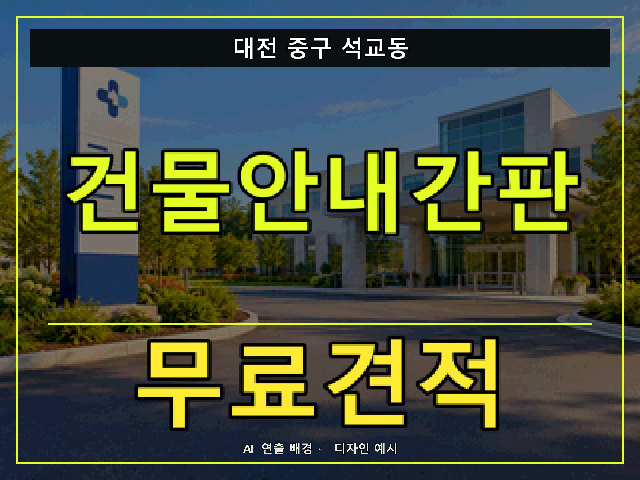 대전 중구 석교동 건물안내간판 무료견적 안내 썸네일 · AI 연출 배경