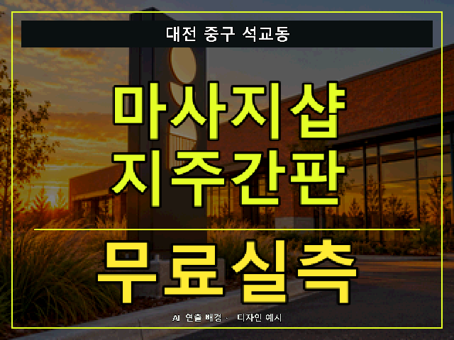 대전 중구 석교동 마사지샵 지주간판 무료실측 안내 썸네일 · AI 연출 배경