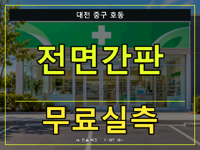 대전 중구 호동 전면간판 무료실측 안내 썸네일 · AI 연출 배경