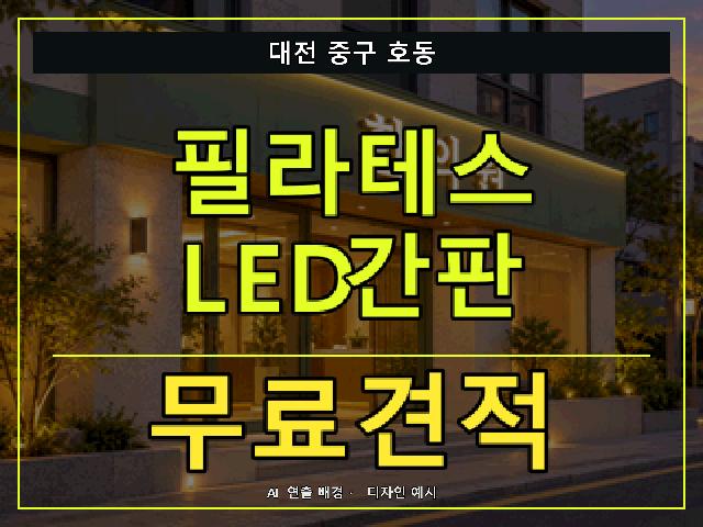 대전 중구 호동 필라테스 LED간판 무료견적 안내 썸네일 · AI 연출 배경