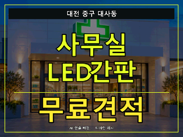 대전 중구 대사동 사무실 LED간판 무료견적 안내 썸네일 · AI 연출 배경