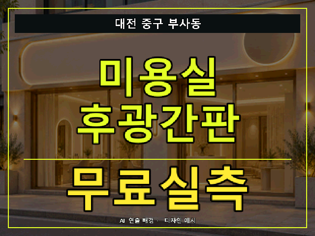 대전 중구 부사동 미용실 후광간판 무료실측 안내 썸네일 · AI 연출 배경