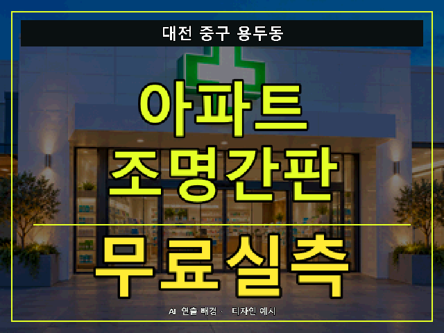 대전 중구 용두동 아파트 조명간판 무료실측 안내 썸네일 · AI 연출 배경