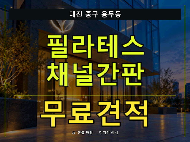 대전 중구 용두동 필라테스 채널간판 무료견적 안내 썸네일 · AI 연출 배경