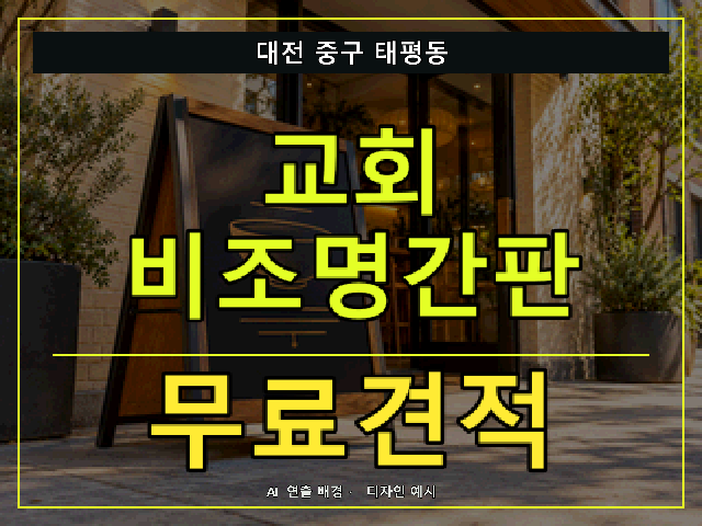 대전 중구 태평동 교회 비조명간판 무료견적 안내 썸네일 · AI 연출 배경