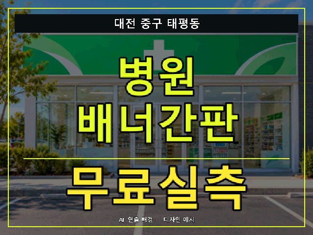 대전 중구 태평동 병원 배너간판 무료실측 안내 썸네일 · AI 연출 배경