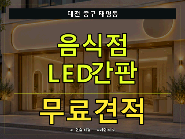 대전 중구 태평동 음식점 LED간판 무료견적 안내 썸네일 · AI 연출 배경