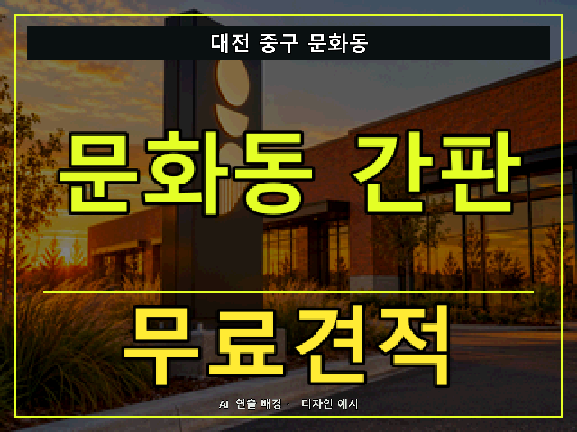 대전 중구 문화동 간판 제작 무료견적 안내 썸네일 · AI 연출 배경