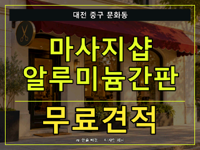 대전 중구 문화동 마사지샵 알루미늄간판 무료견적 안내 썸네일 · AI 연출 배경