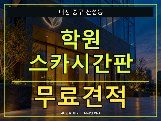 대전 중구 산성동 학원 스카시간판 무료견적 안내 썸네일 · AI 연출 배경