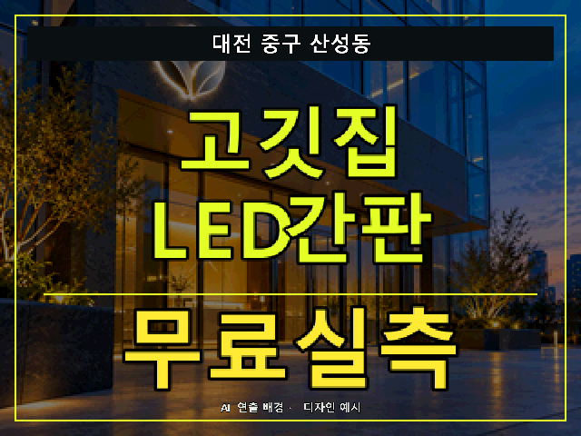 대전 중구 산성동 고깃집 LED간판 무료실측 안내 썸네일 · AI 연출 배경