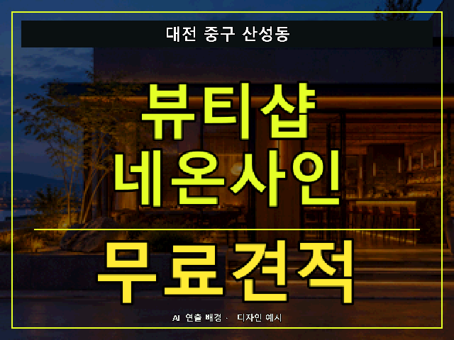 대전 중구 산성동 뷰티샵 네온사인 무료견적 안내 썸네일 · AI 연출 배경