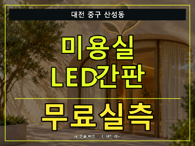 대전 중구 산성동 미용실 LED간판 무료실측 안내 썸네일 · AI 연출 배경