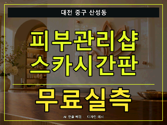 대전 중구 산성동 피부관리샵 스카시간판 무료실측 안내 썸네일 · AI 연출 배경