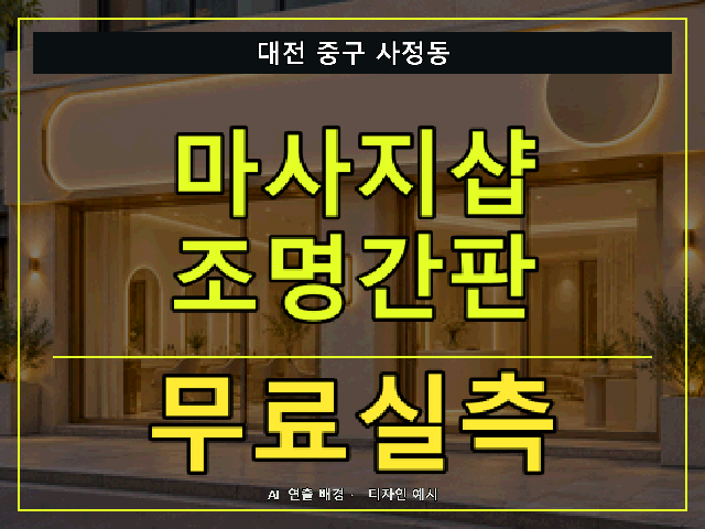 대전 중구 사정동 마사지샵 조명간판 무료실측 안내 썸네일 · AI 연출 배경