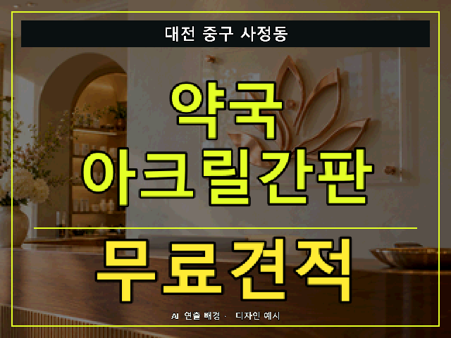 대전 중구 사정동 약국 아크릴간판 무료견적 안내 썸네일 · AI 연출 배경