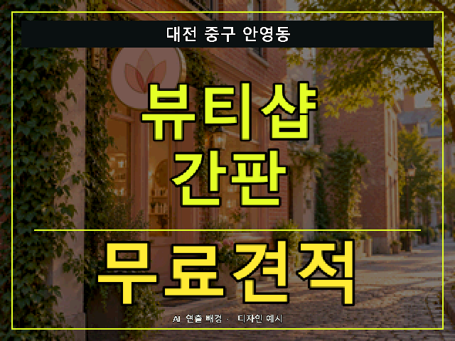 대전 중구 안영동 뷰티샵 간판 무료견적 안내 썸네일 · AI 연출 배경