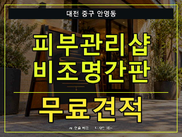 대전 중구 안영동 피부관리샵 비조명간판 무료견적 안내 썸네일 · AI 연출 배경