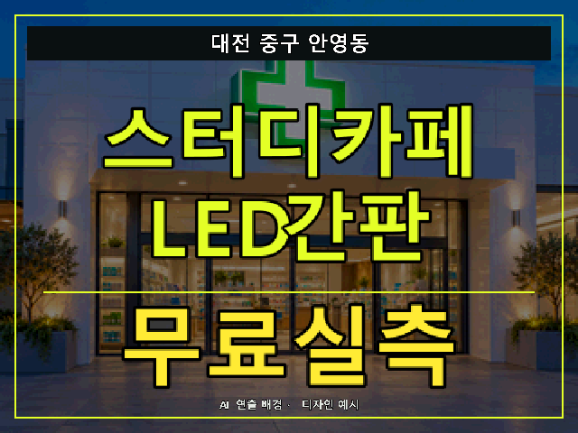 대전 중구 안영동 스터디카페 LED간판 무료실측 안내 썸네일 · AI 연출 배경