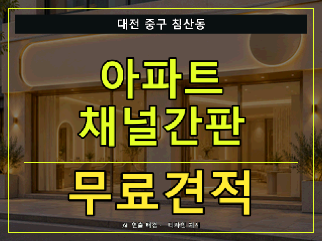 대전 중구 침산동 아파트 채널간판 무료견적 안내 썸네일 · AI 연출 배경