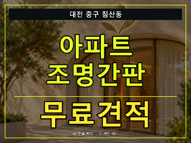 대전 중구 침산동 아파트 조명간판 무료견적 안내 썸네일 · AI 연출 배경