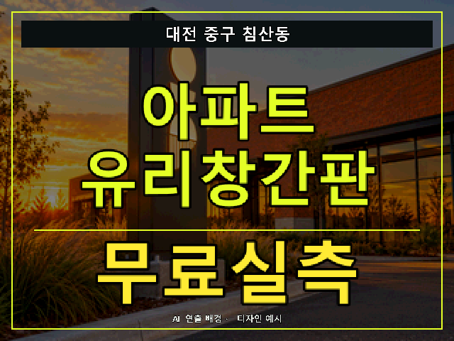 대전 중구 침산동 아파트 유리창간판 무료실측 안내 썸네일 · AI 연출 배경