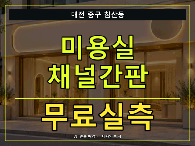 대전 중구 침산동 미용실 채널간판 무료실측 안내 썸네일 · AI 연출 배경