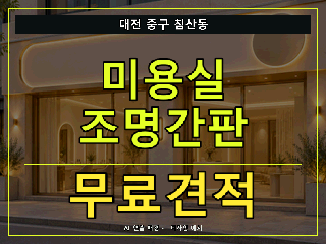 대전 중구 침산동 미용실 조명간판 무료견적 안내 썸네일 · AI 연출 배경