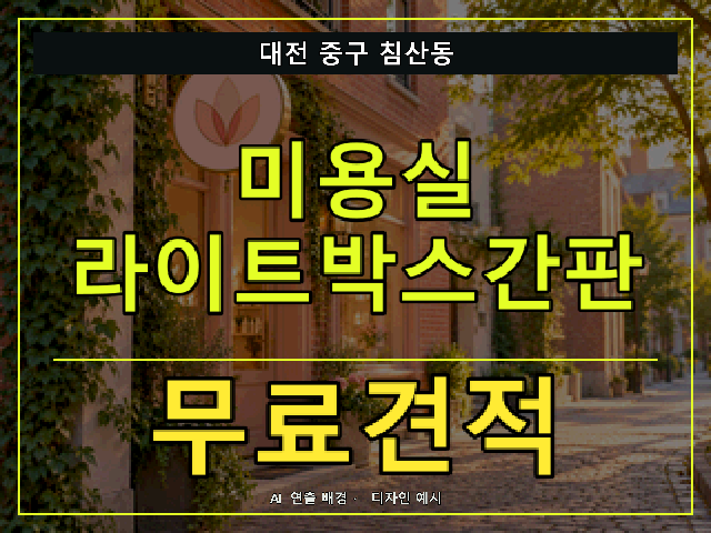 대전 중구 침산동 미용실 라이트박스간판 무료견적 안내 썸네일 · AI 연출 배경