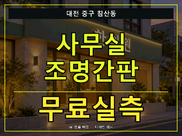 대전 중구 침산동 사무실 조명간판 무료실측 안내 썸네일 · AI 연출 배경