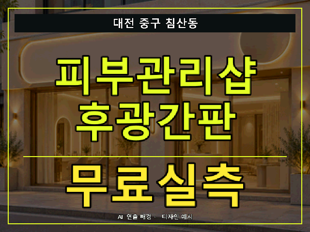 대전 중구 침산동 피부관리샵 후광간판 무료실측 안내 썸네일 · AI 연출 배경