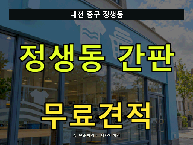 대전 중구 정생동 간판 제작 무료견적 안내 썸네일 · AI 연출 배경
