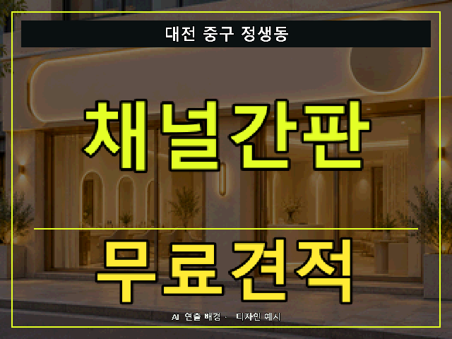 대전 중구 정생동 채널간판 무료견적 안내 썸네일 · AI 연출 배경