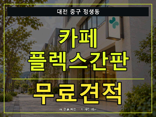 대전 중구 정생동 카페 플렉스간판 무료견적 안내 썸네일 · AI 연출 배경